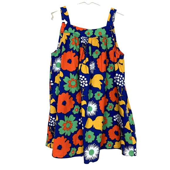 Marimekko Target Girls 5T Dress Kukkatori Print Blue Orange Floral Sleeveless - Picture 1 of 12